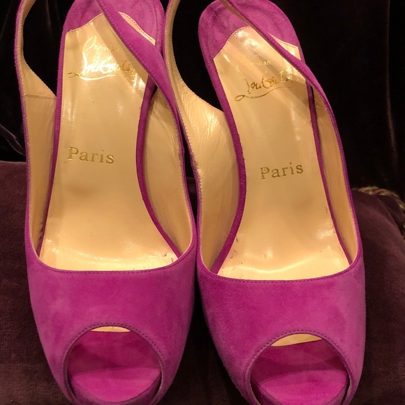 Louboutin Pink/Purple Suede slingbacks - Picture 4 of 8